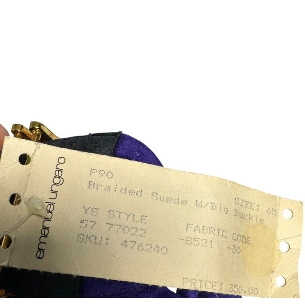 Emanuel Ungaro Parallele Paris Vintage 90's Purple Suede statement belt gold NWT